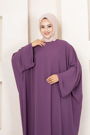Yarasa Kol Tessetür Abaya Lavanta - Thumbnail