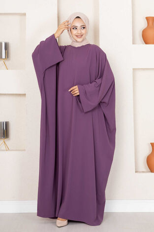 Yarasa Kol Tessetür Abaya Lavanta - Thumbnail