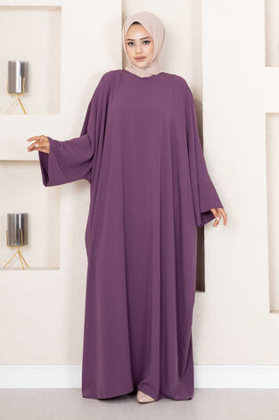 Yarasa Kol Tessetür Abaya Lavanta - Thumbnail