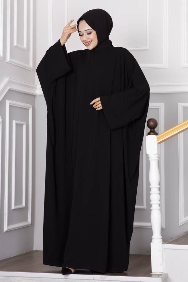 Yarasa Kol Tessetür Abaya Siyah