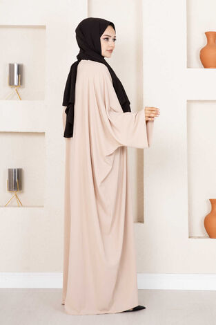 Yarasa Kol Tessetür Abaya Vizon - Thumbnail