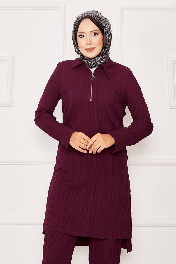 SM - Yarım Fermuar Detaylı İkili Takım Bordo (1) SM - Yarım Fermuar Detaylı İkili Takım Bordo (1)