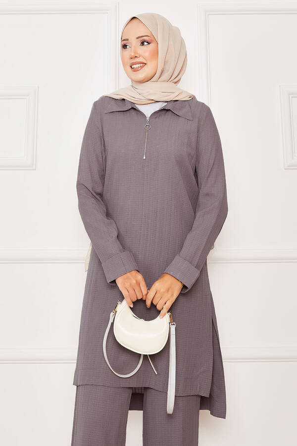 SM - Yarım Fermuar Detaylı İkili Takım Vizon (1) SM - Yarım Fermuar Detaylı İkili Takım Vizon (1)