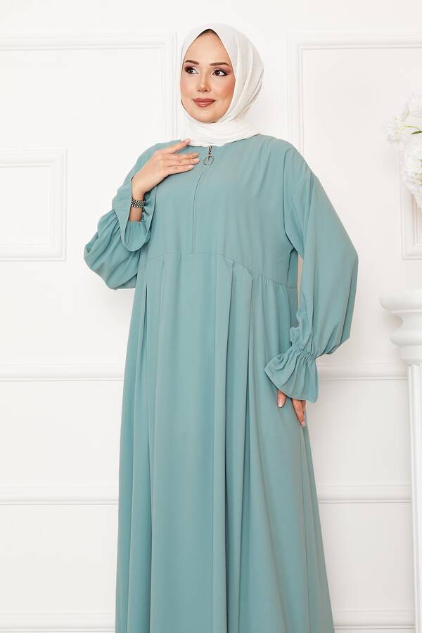 MD - Yarım Fermuarlı Tesettür Elbise Mint (1) MD - Yarım Fermuarlı Tesettür Elbise Mint (1)