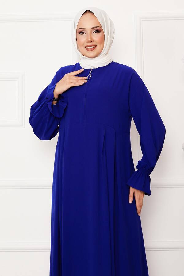 MD - Yarım Fermuarlı Tesettür Elbise Saks (1) MD - Yarım Fermuarlı Tesettür Elbise Saks (1)