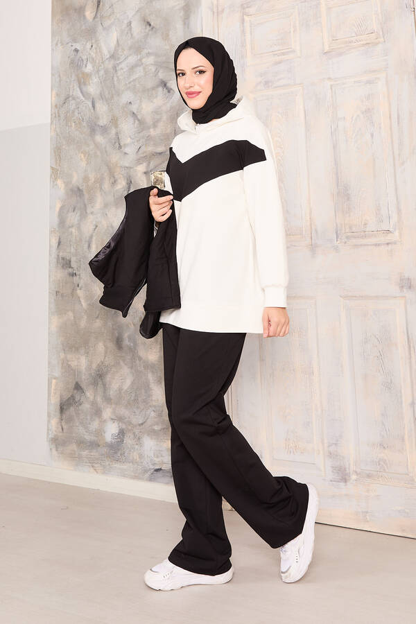 Yelek Sweat Pantolon Üçlü Takım Siyah - 6