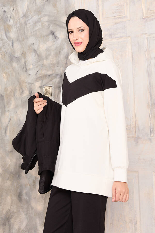Yelek Sweat Pantolon Üçlü Takım Siyah - 7
