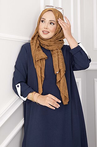 Yırtmaç Detaylı Uzun Tunik Pantolon Takım Lacivert - 3