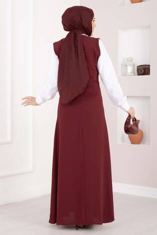 Zarif Gömlek & Düğmeli Jile İkili Takım Bordo - Thumbnail