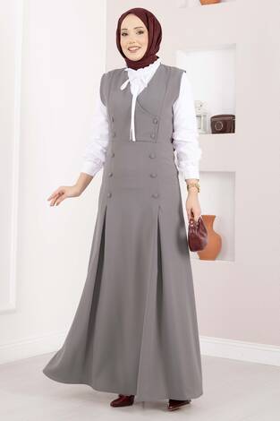 Zarif Gömlek & Düğmeli Jile İkili Takım Gri