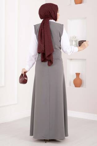 Zarif Gömlek & Düğmeli Jile İkili Takım Gri - Thumbnail