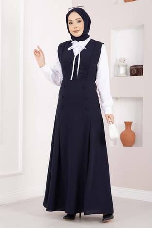 Zarif Gömlek & Düğmeli Jile İkili Takım Lacivert - Thumbnail