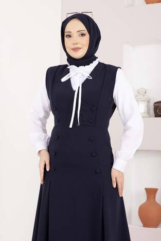 Zarif Gömlek & Düğmeli Jile İkili Takım Lacivert - Thumbnail