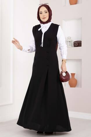 Zarif Gömlek & Düğmeli Jile İkili Takım Siyah - Thumbnail