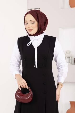 Zarif Gömlek & Düğmeli Jile İkili Takım Siyah - Thumbnail