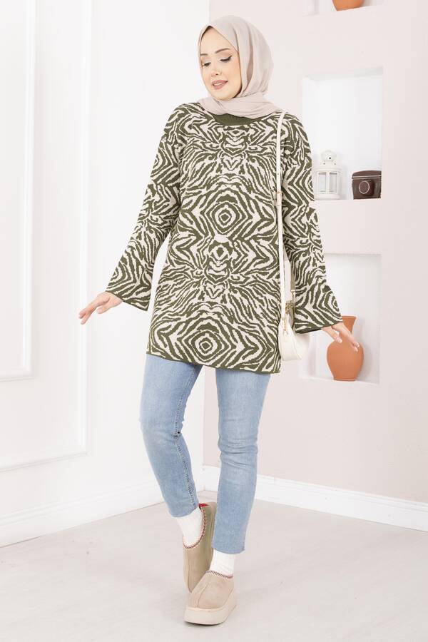 RAF - Zebra Desen Triko Kazak Haki