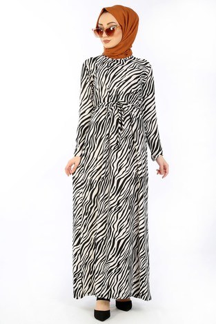 Zebra Desenli Elbise 8508-350 - Thumbnail