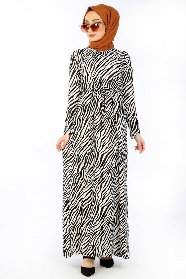  - Zebra Desenli Elbise 8508-350