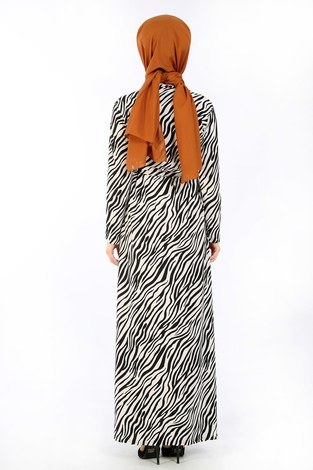 Zebra Desenli Elbise 8508-350 - Thumbnail