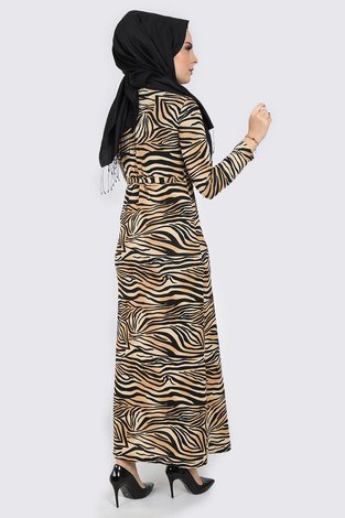 Zebra Desenli Elbise 8508-400 - Thumbnail