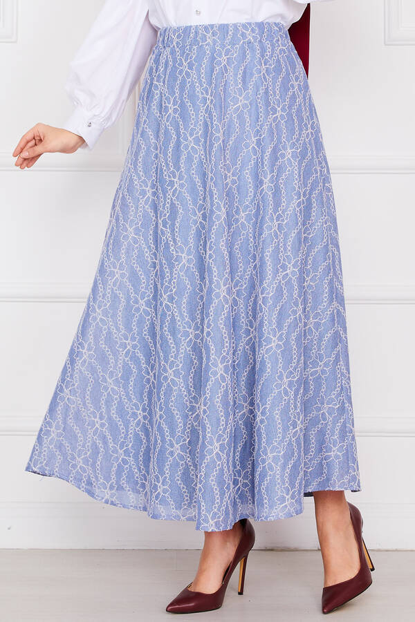 MD - Zincir Desen Dantel Etek İndigo (1) MD - Zincir Desen Dantel Etek İndigo (1)